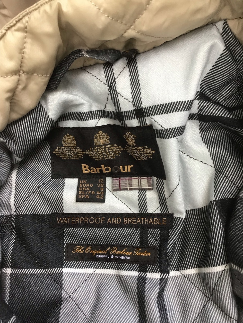 Barbour Women’s Bute Down Parka Beige Coat with Faux Fur Hood size 8 waterproof - Picture 2 of 8